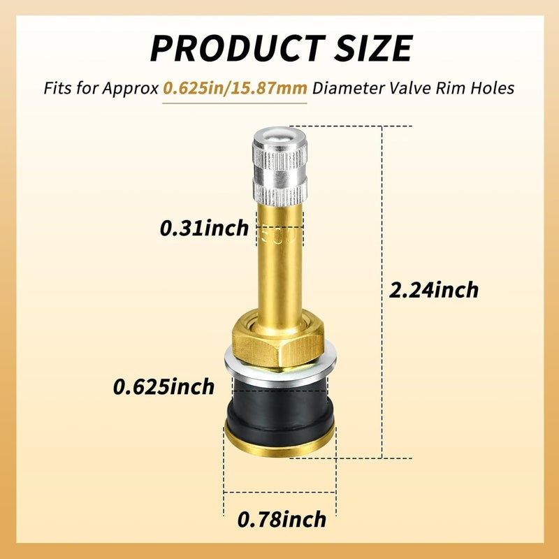 Dueilgo 10Pcs TR500 Truck Valve Stems, Straight Brass Clamp in Tubeless Truck Tire Valve Stems for Approx 0.625inch/15.87mm Diameter Valve Rim Holes - Image 2